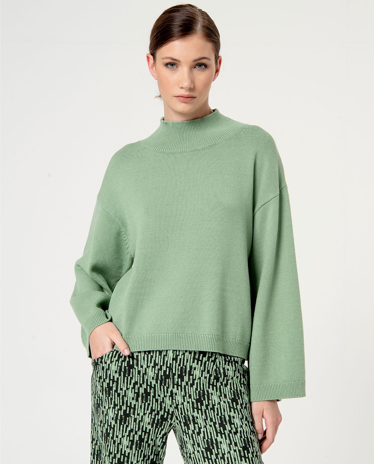 Pull oversize à grosses mailles Vert