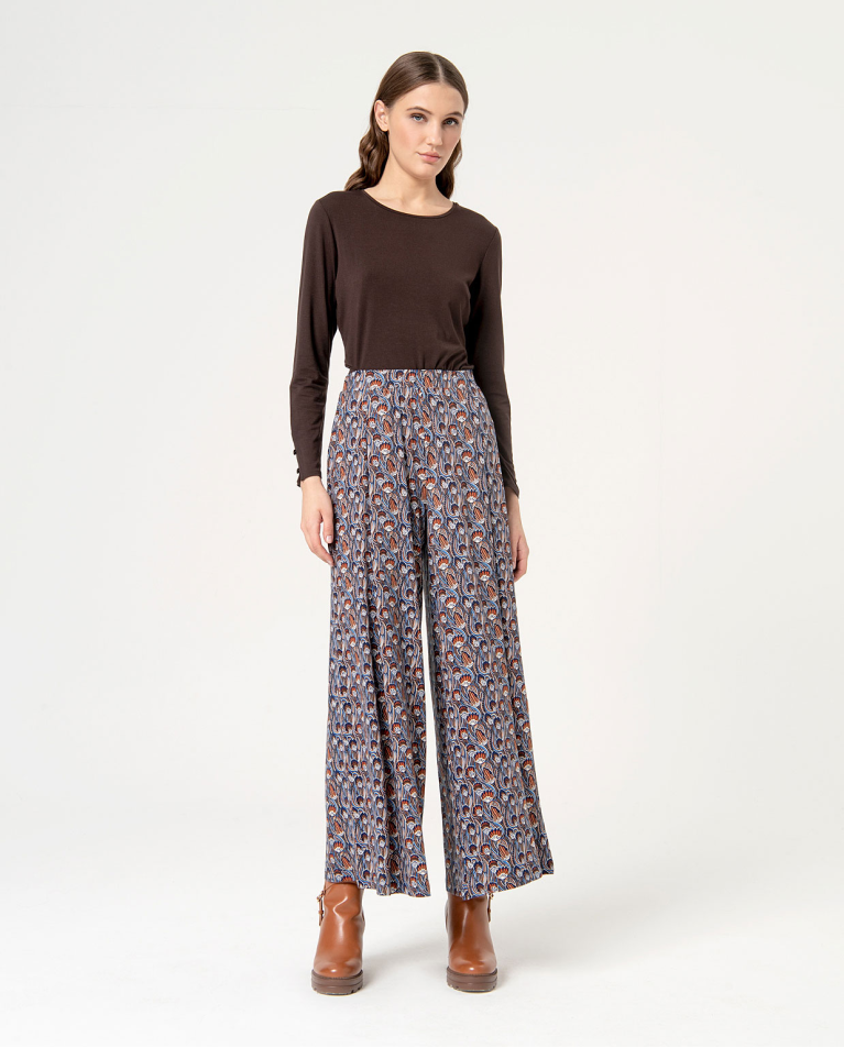 Printed wide leg pants Blue