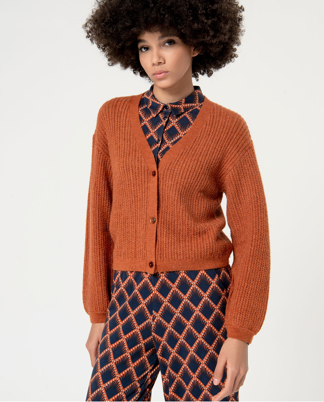 Cardigan court en maille...