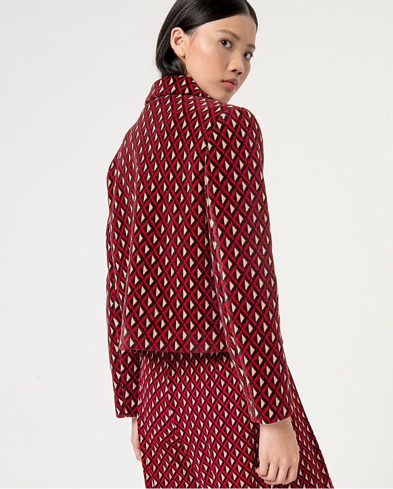 Printed jacquard jacket Red