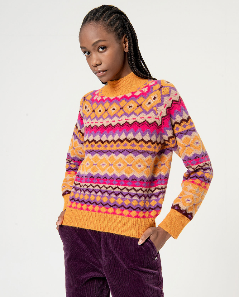 Jacquard jacquard sweater Orange