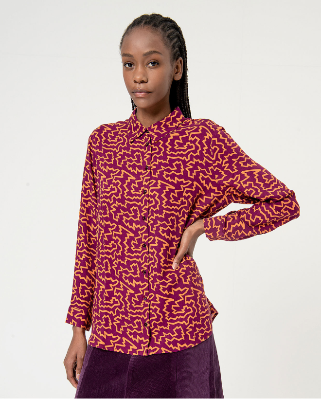 Printed Flowing Shirt Purple