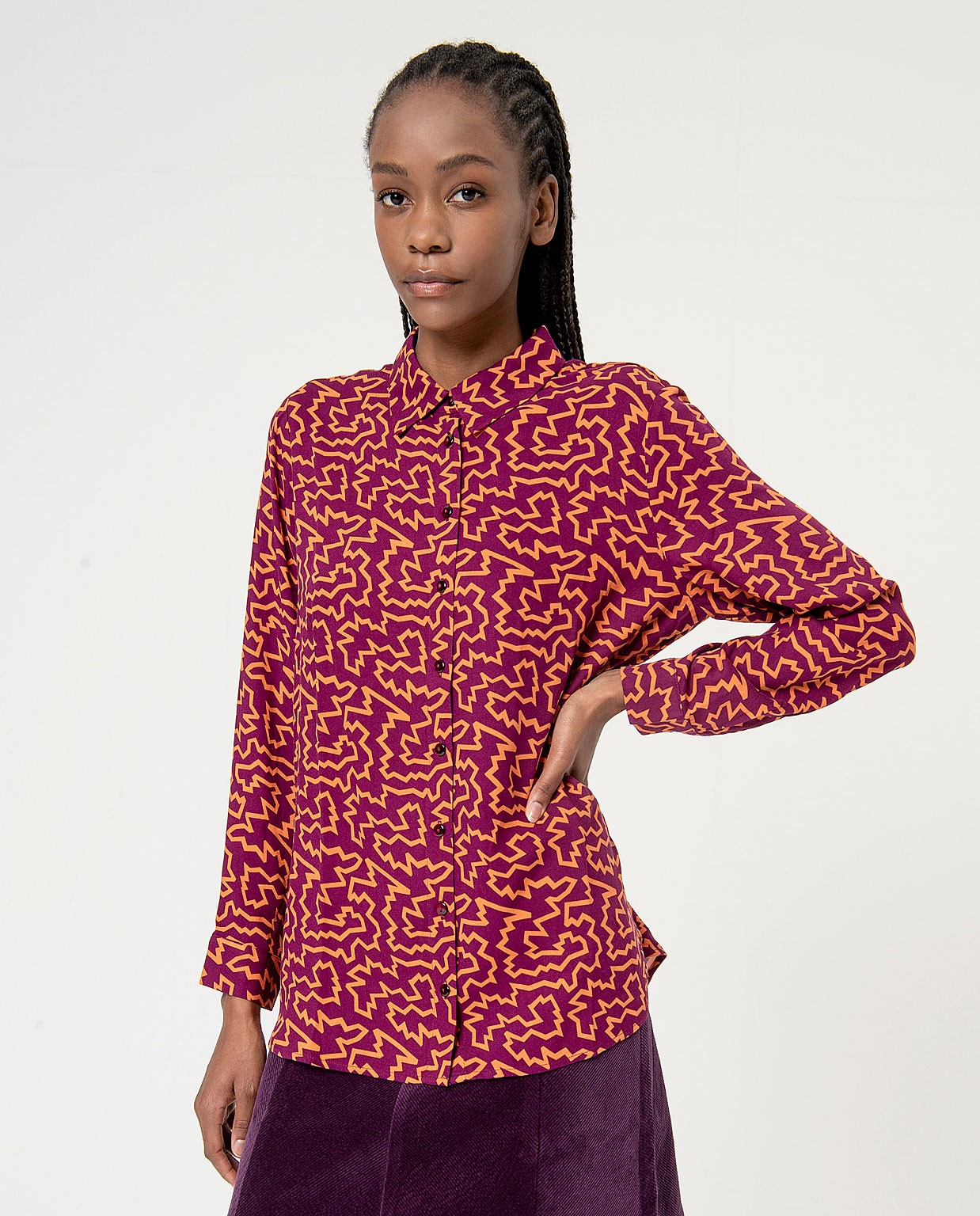 Printed Flowing Shirt Purple