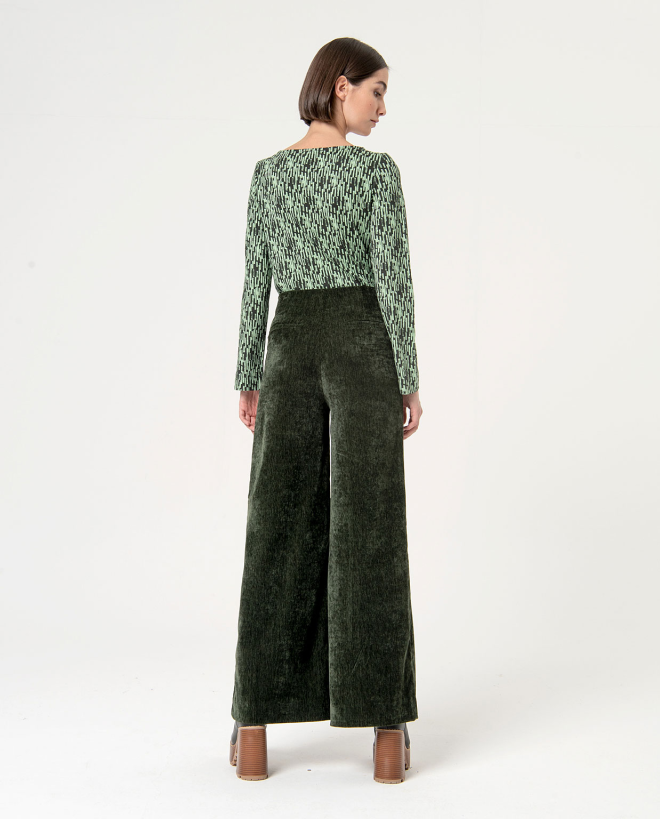 Smooth velvet palazzo palazzo pants Green