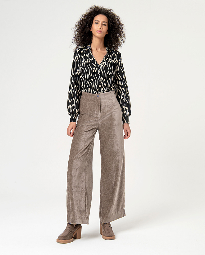 Smooth velvet palazzo palazzo pants Stone