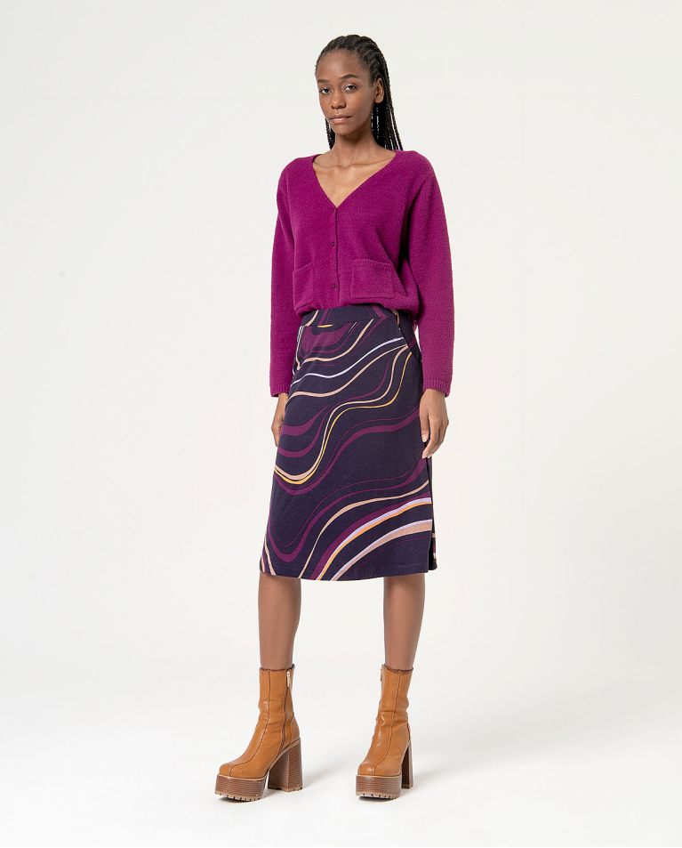 Printed stretch floaty skirt Purple