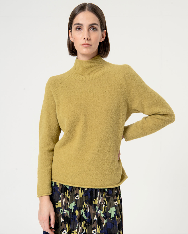 Knitted sweater turtleneck Acid green