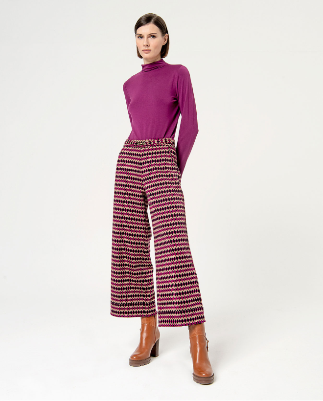 Wide leg jacquard pants Purple