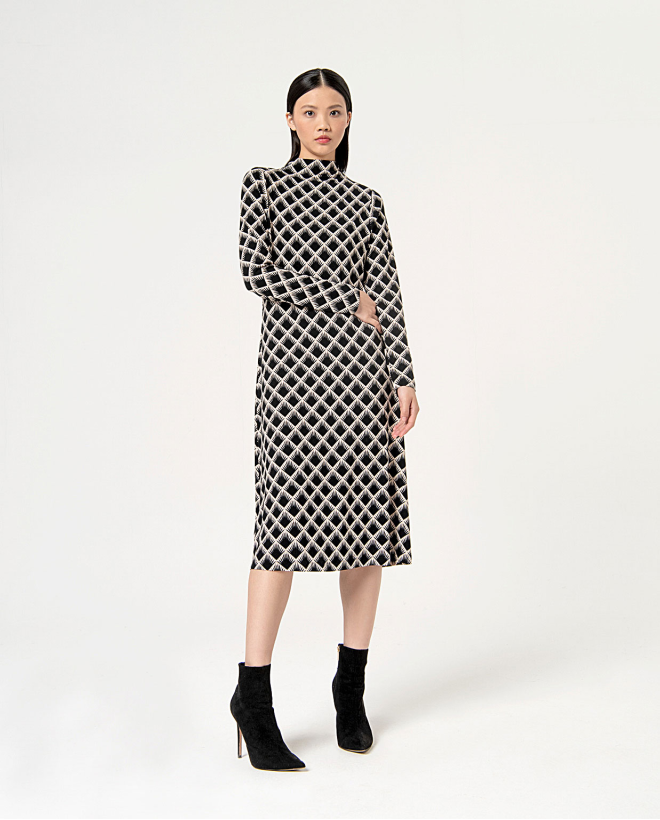 Stretch printed midi midi...