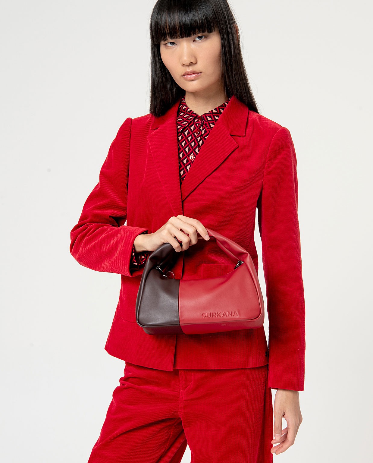 Sac en cuir végétalien bicolore Rouge