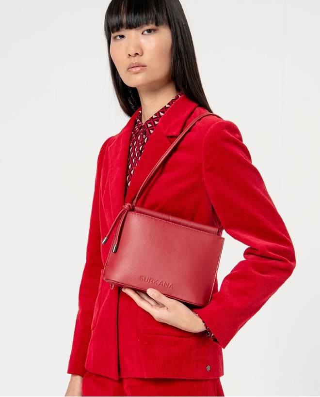 Sac à bandoulière en cuir végétalien Rouge