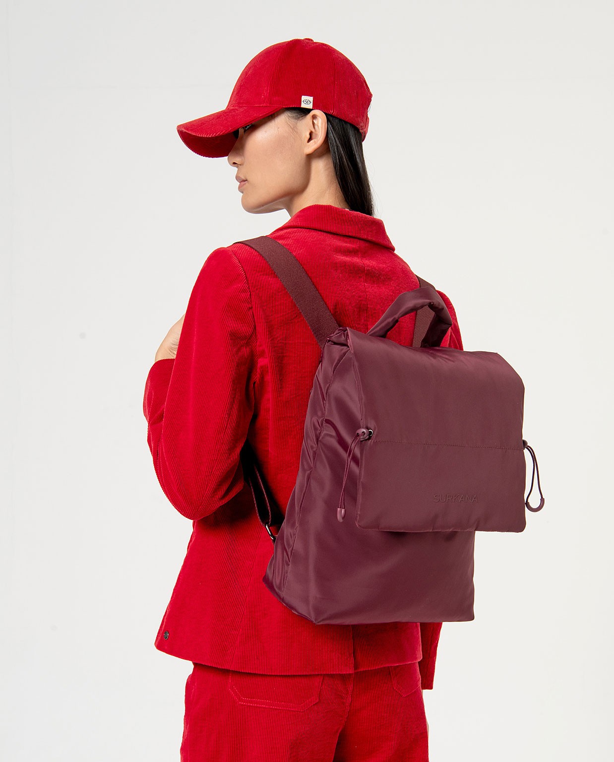 Padded nylon backpack Maroon