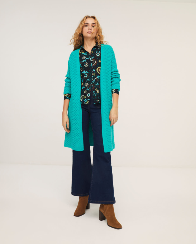 Veste en tricot avec structure 8 Turquoise