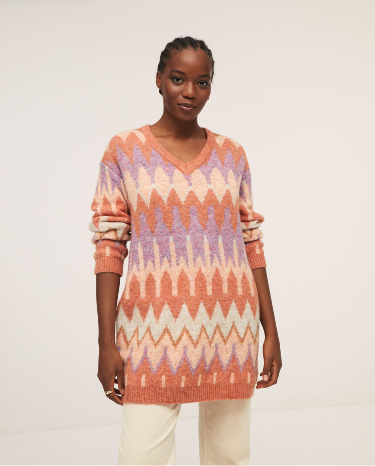 Tricot jacquard dress Orange