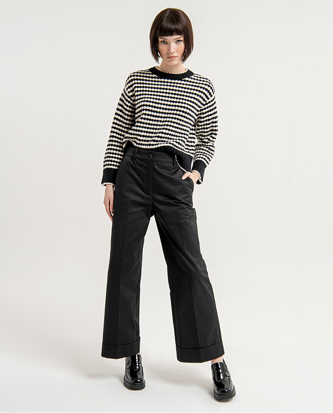 Pantalon long large et droit uni Noir