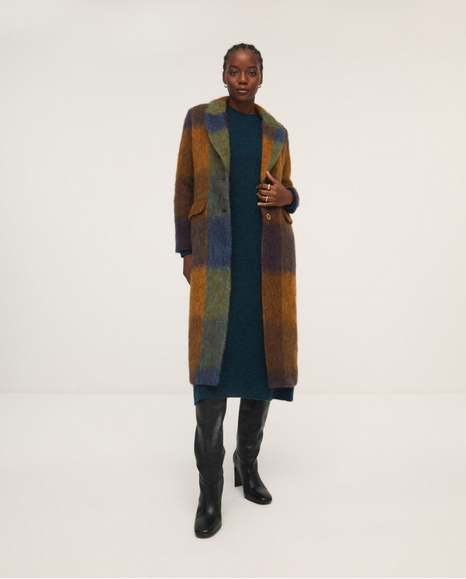 Straight coat with laper collar Green