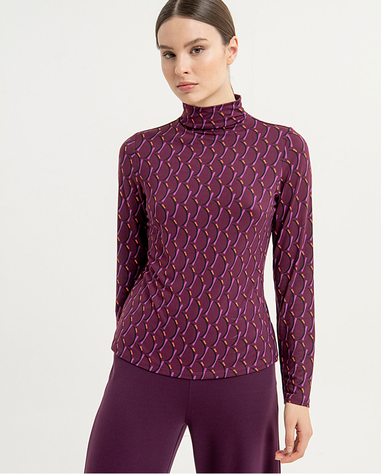 Printed turtleneck T-shirt Purple