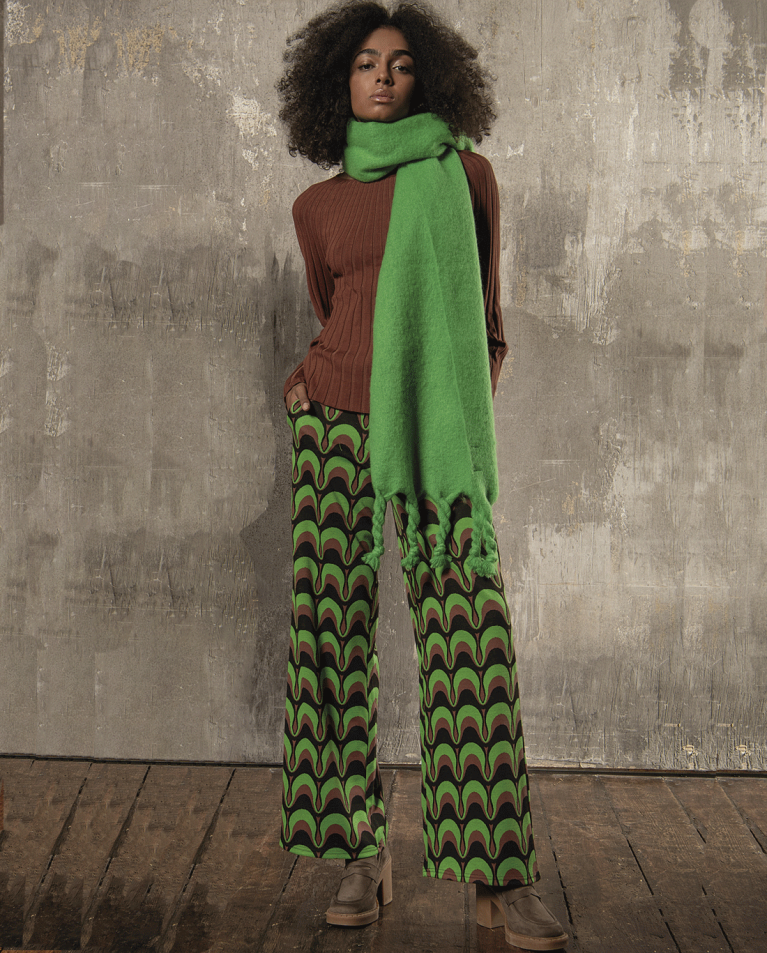 Pantalon long extensible et imprimé Vert