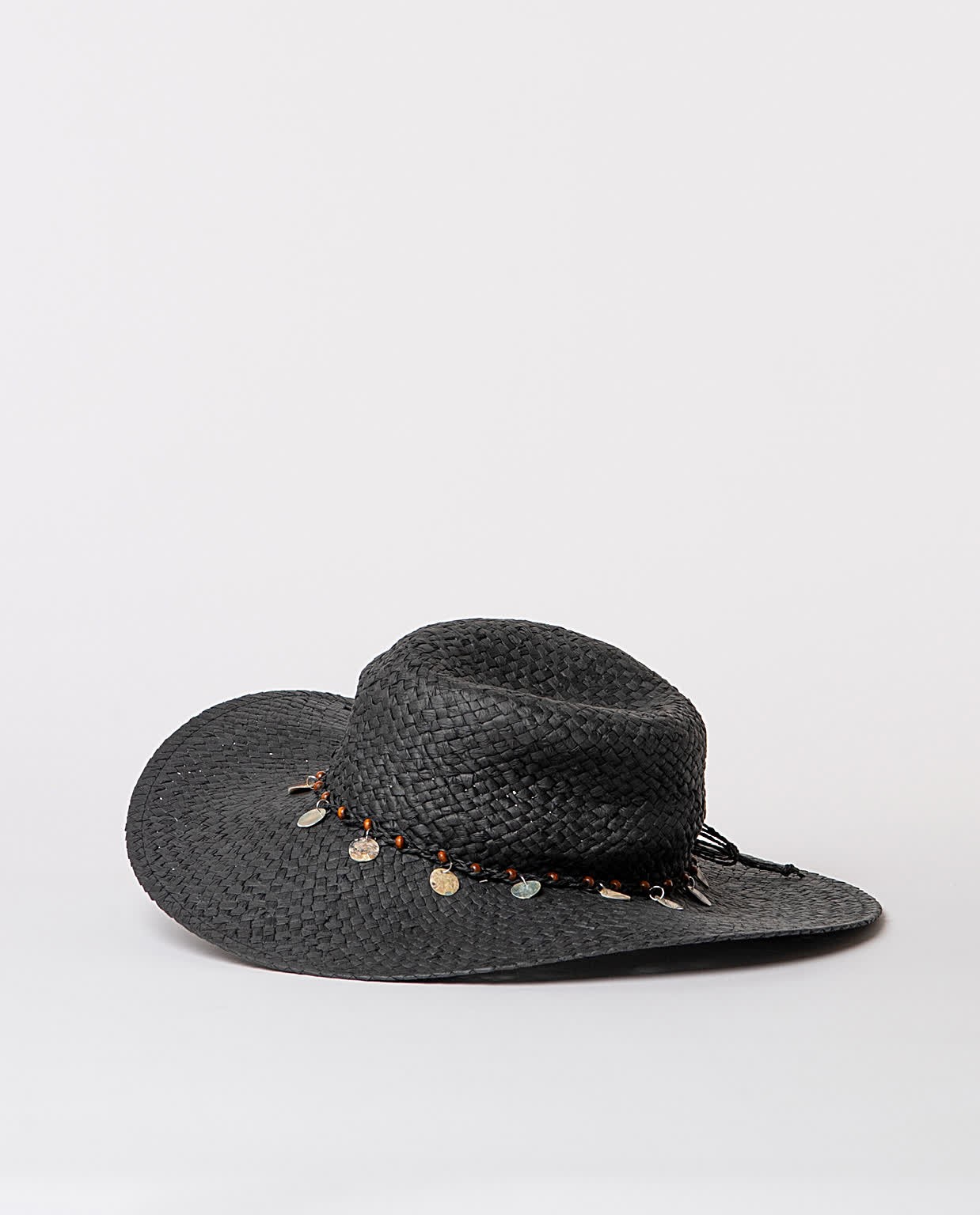 Chapeau effet raphia uni Noir