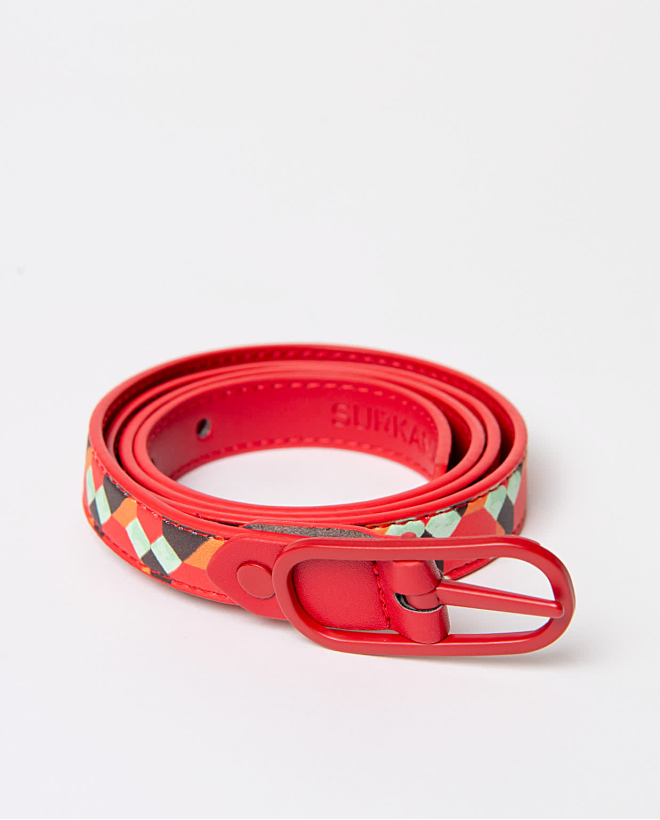 Ceinture fine réversible Rouge