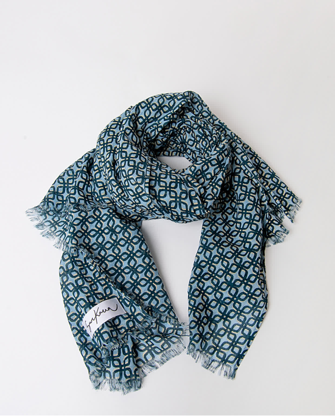 Foulard à imprimé en coton Bleu