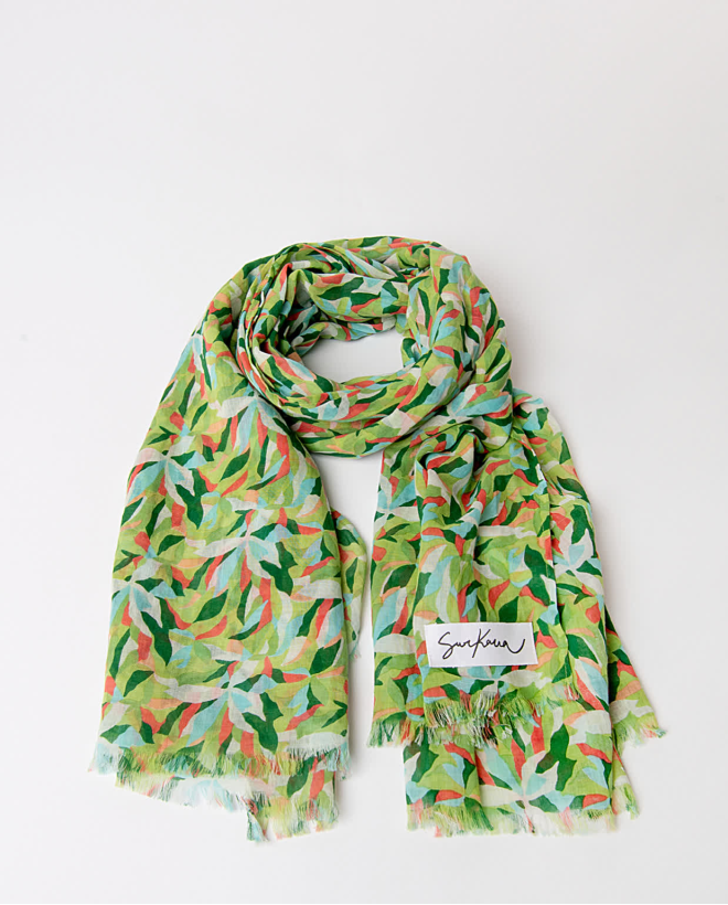 Foulard à imprimé en coton Vert