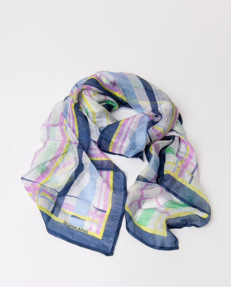 Foulard carré en soie Écru