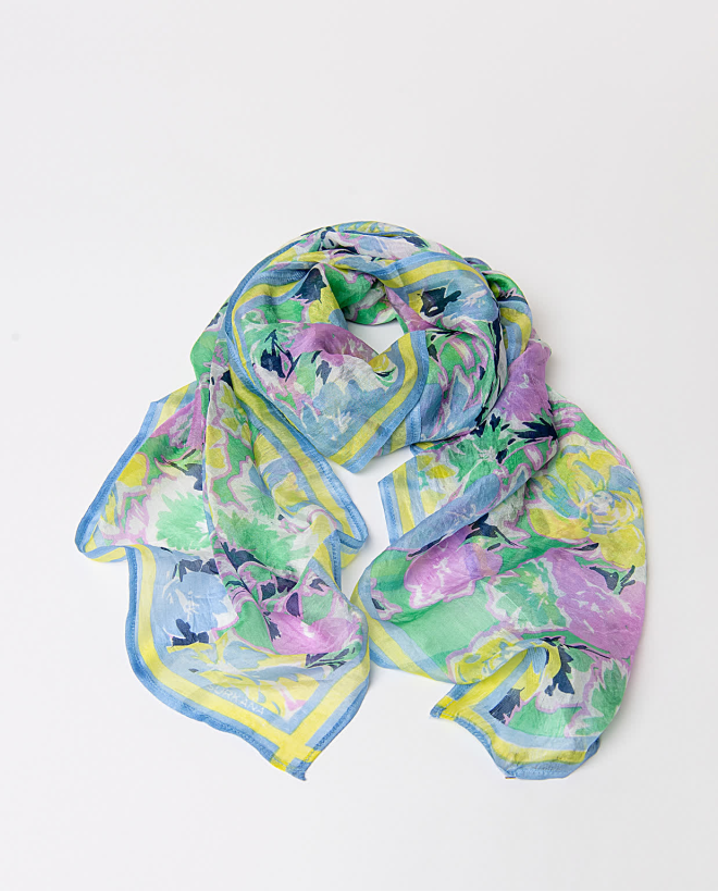 Foulard carré en soie Bleu