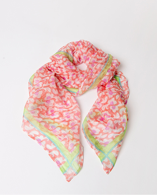 Foulard carré en soie Rose