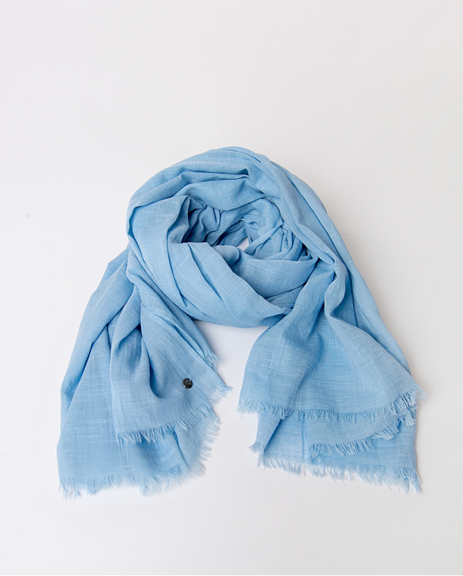 Foulard uni en coton Bleu