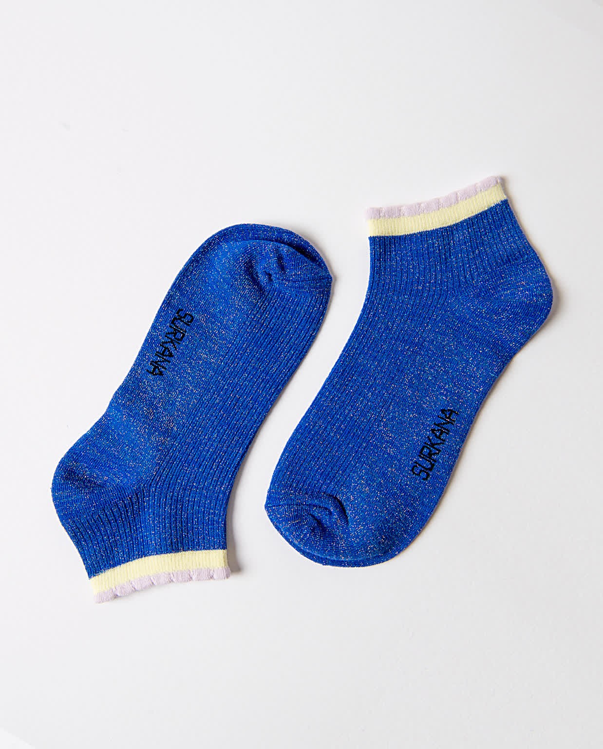 Chaussettes courtes en lurex Bleu