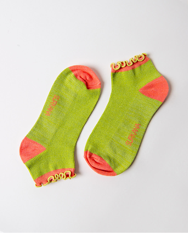 Chaussettes courtes en lurex Vert acide