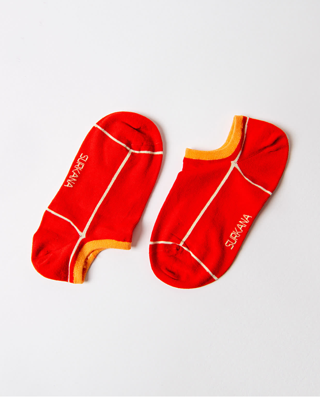 Chaussettes cheville jacquard Rouge