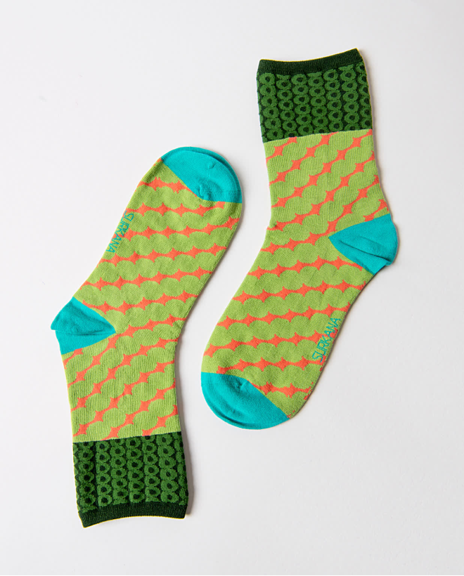 Chaussettes mi-mollet jacquard Vert acide