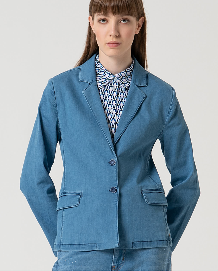 Blazer croisé en denim Bleu ciel