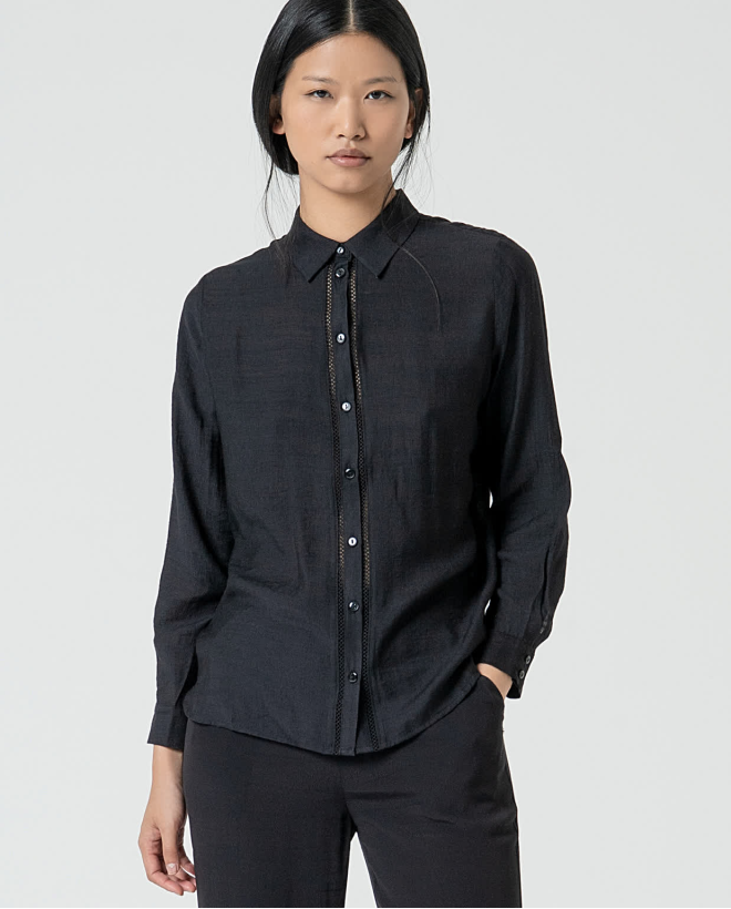 Shirt with plain eyelet...