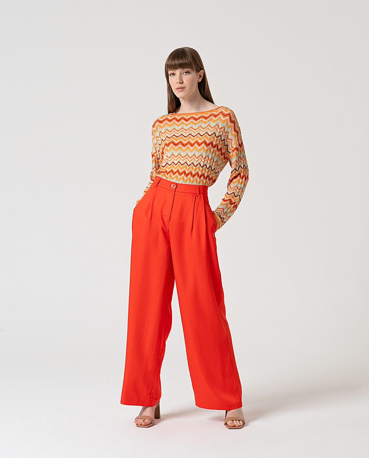 Pantalon tailleur uni Orange