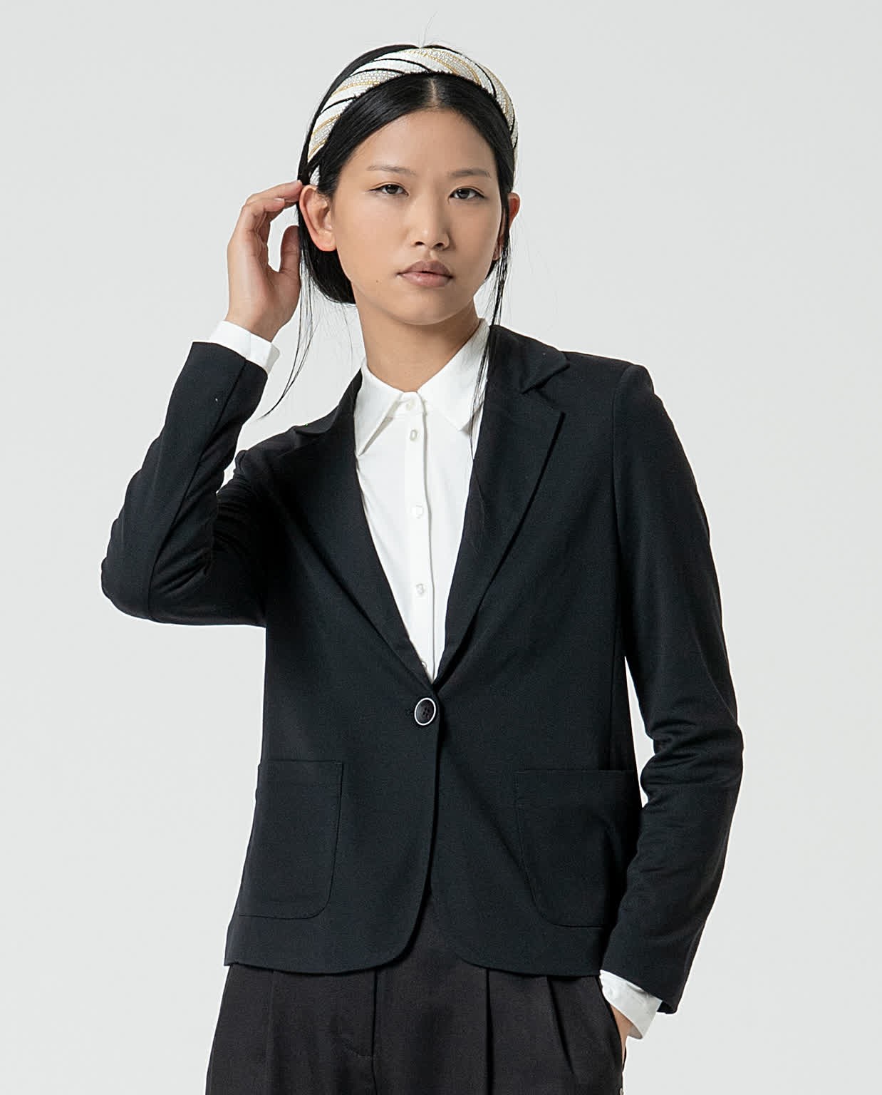 Blazer croisé uni Noir