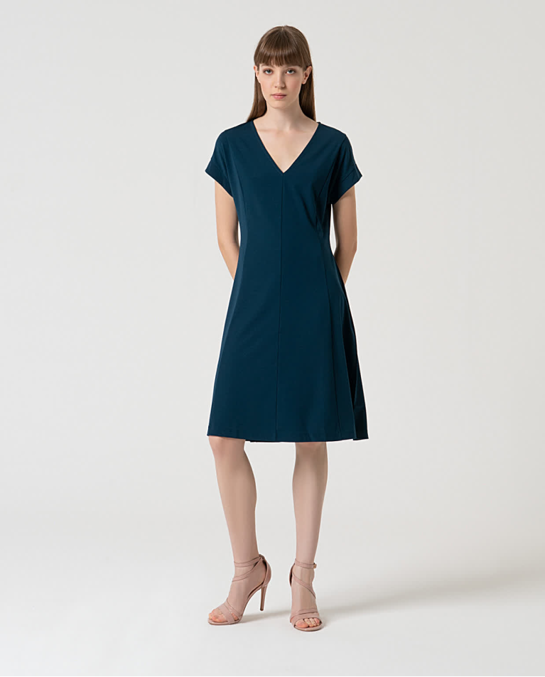 Robe élastique basique unie Bleu pétrole