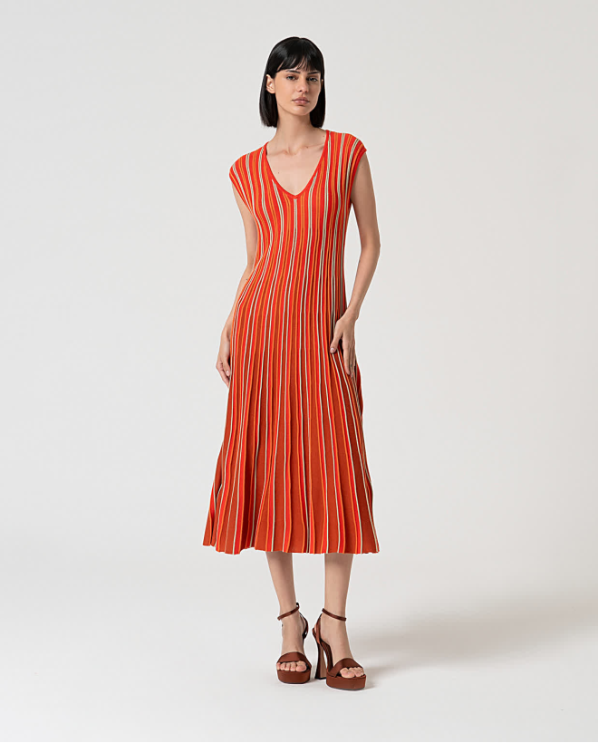 Robe midi en maille Orange