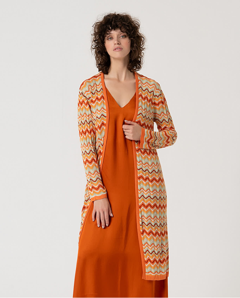 Cardigan long en maille Orange