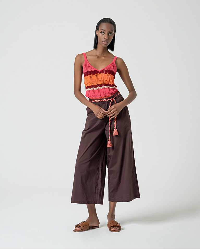 Jupe-culotte avec ceinture Marron