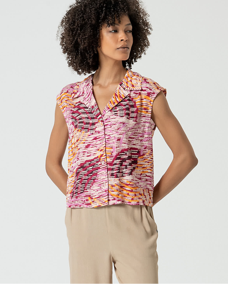 Blouse sans manches fluide à imprimé Multi