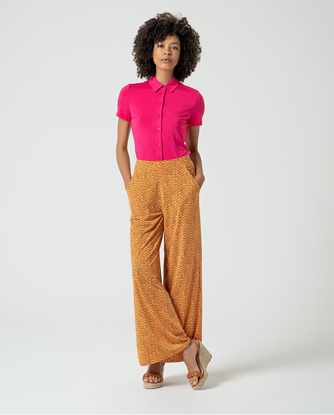 Pantalon élastique fluide Jaune