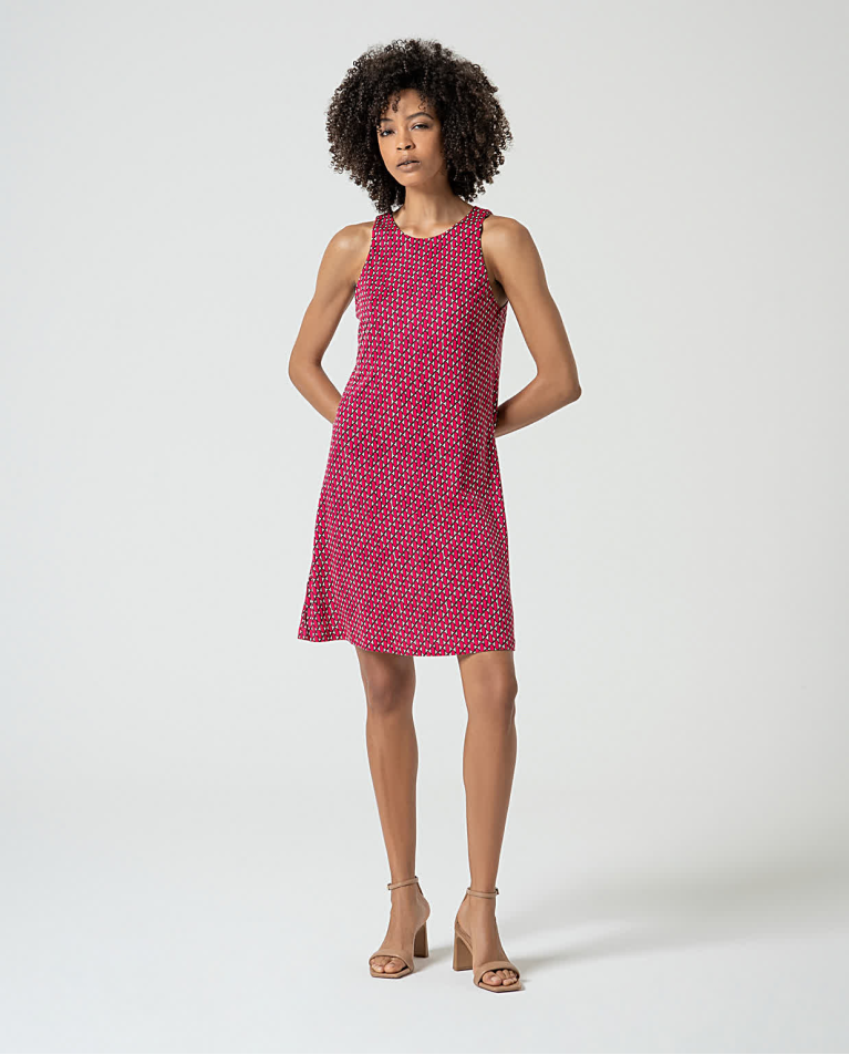 Robe courte à imprimé en lyocell Fushia