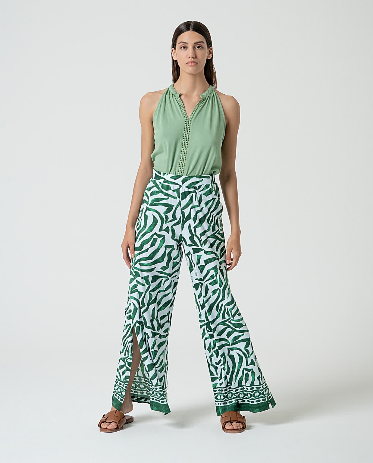 Pantalon élastique en coton biologique Vert