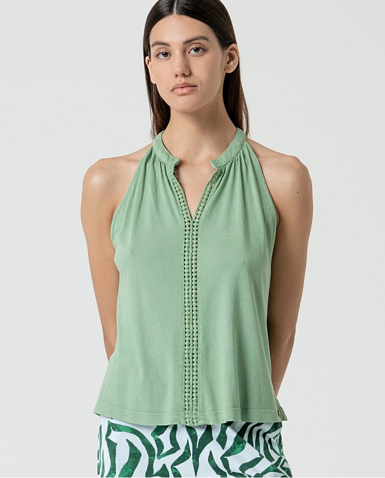 Top uni en coton biologique Vert