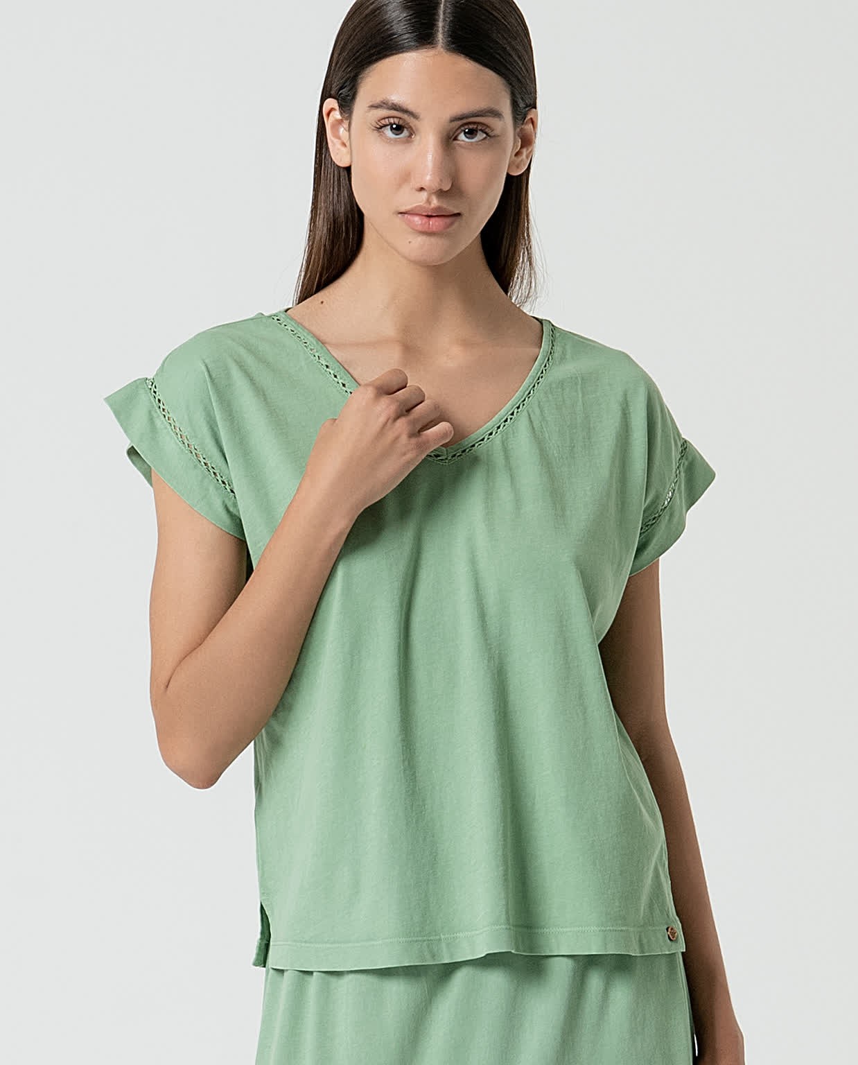 T-shirt uni en coton biologique Vert