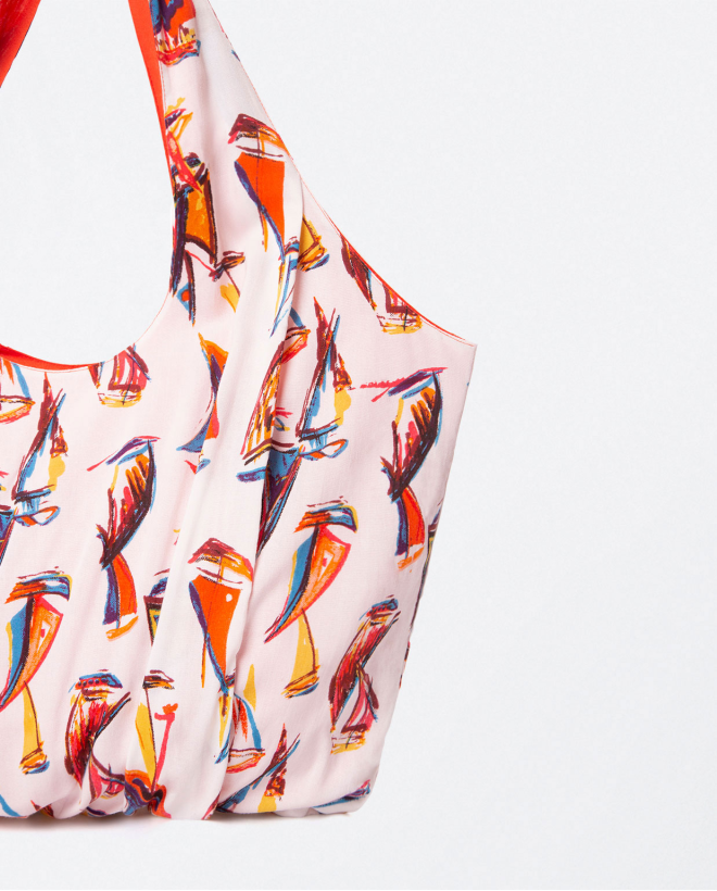 Sac fourre-tout avec plis. Imprimé Orange