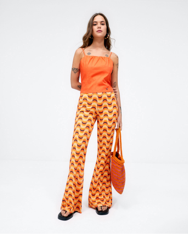 Sac shopping à bandoulière tissé au crochet. Rayur Orange